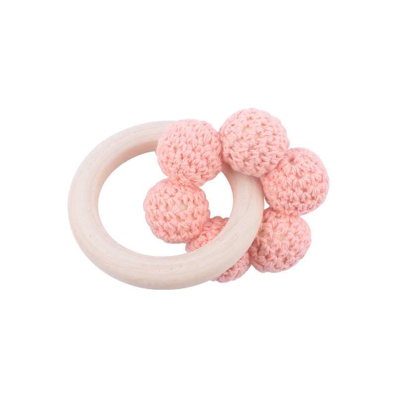 Nuevo bebé suministros Hemu teether pulsera bebé cuentas de lana flor juguete dientes molienda palo AliExpress