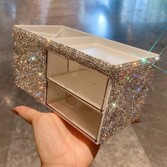 ダイヤモンドがちりばめられたデスクトップ収納ボックス、インスタイルの透明な引き出しコンパートメントの組み合わせ整理アーティファクト、多層クロスボーダーホットスタイル