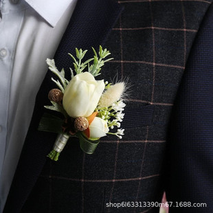 Mori European style design simple simulation corsage lawn wedding bride and groom bridesmaid best man sister wrist flower