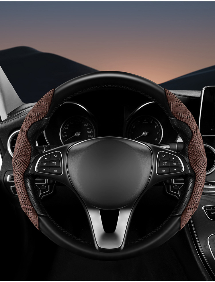 New steering wheel cover made of Nappa leather, non-slip, sweat-absorbent, universal half-cover protector, suitable for all seasons, ultra-thin handlebar cover