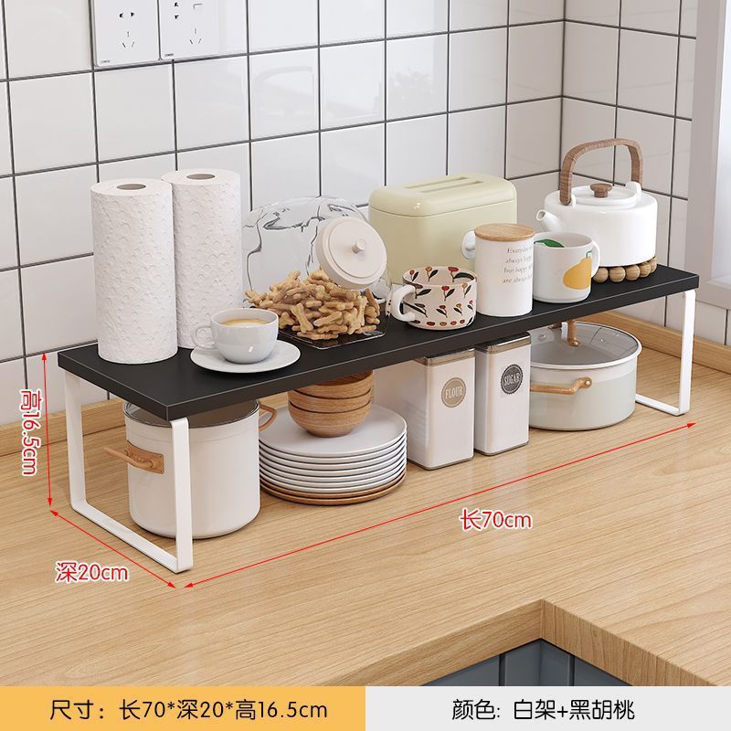 キッチンカウンタートップ収納ラックデスクトップポットキャビネット層状パーティションボウルとディッシュ収納ラック二層木製|undefined