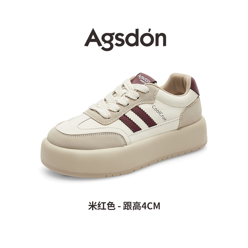 Zapatos de entrenamiento rojos de mujeres 2026 nuevos muffins de primavera zapatos blancos con suela gruesa zapatos deportivos casuales