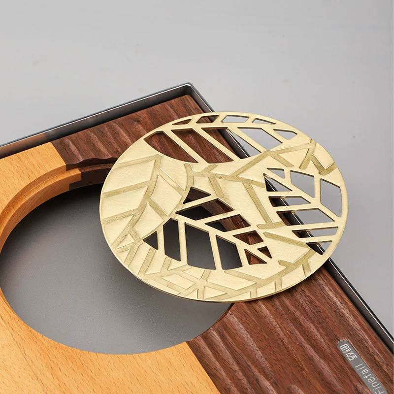 304 stainless steel tea tray household small high-end walnut dry brewing station square office solid wood tea tray