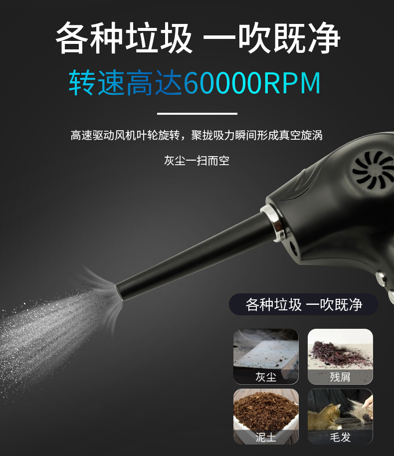 Cross-Border New Product Portable Dust Blower Multi-Functional Dust Remover Car Dust Blower Wireless Electric Outdoor Blower