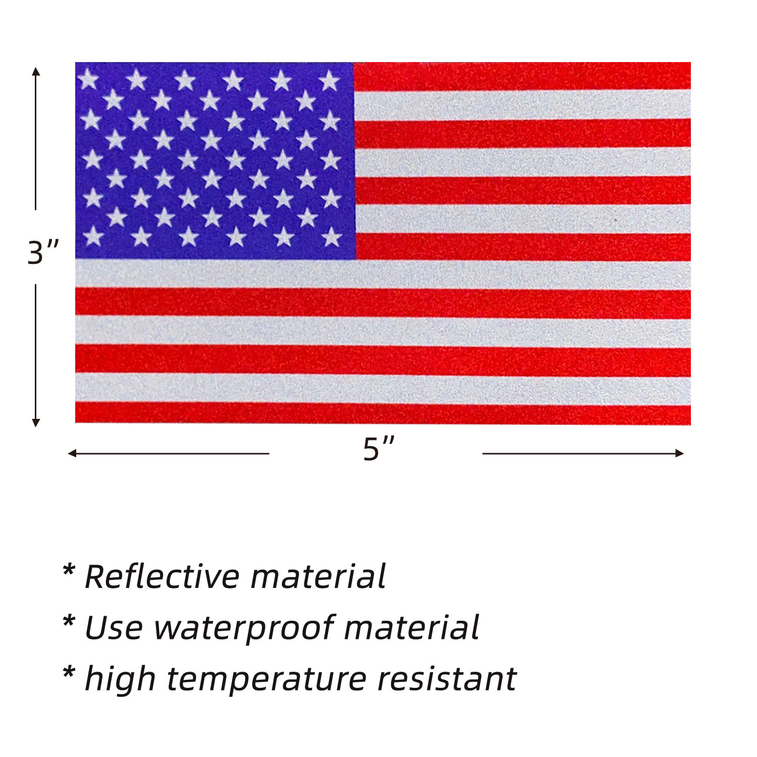 5x3 "de tres piezas de la bandera americana pegatinas reflectantes protector solar impermeable adhesivo coche calcomanías Amazon fábrica al por mayor image 2
