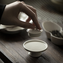 草木灰盖置日式盖碗茶壶盖托功夫茶具配件陶瓷古泥盖子放置