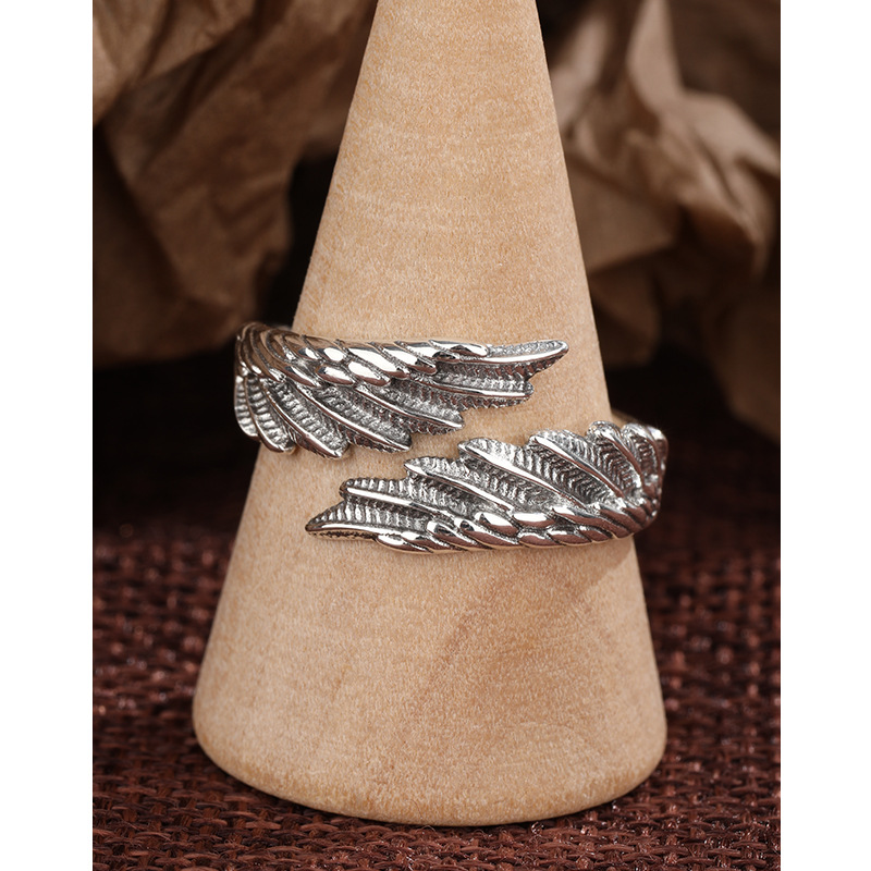 Cross-border Nueva joyería alas anillo femenino 925 plata esterlina nicho diseño personalizado anillo abierto de los hombres anillo de dedo índice