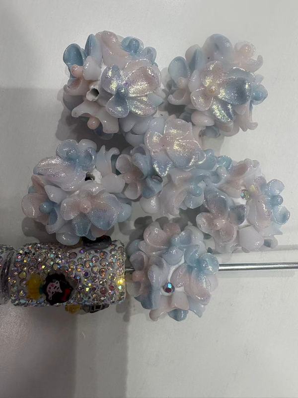 新款跨境夜光+光变立体花朵花球可过笔diy手机链包包链饰品配件|undefined