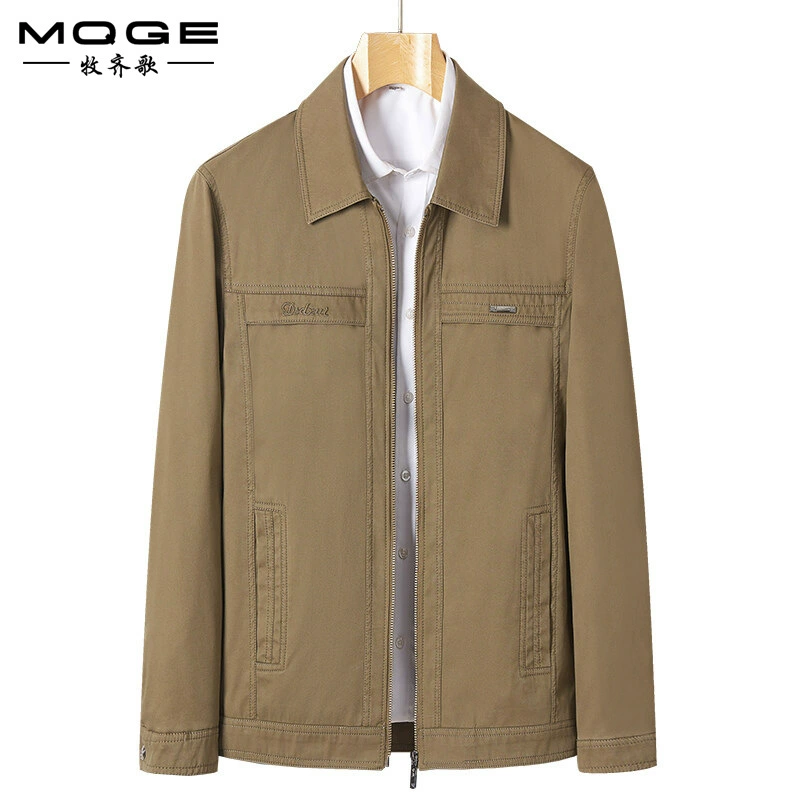 Мужские хлопчатобумажные куртки весной и осенью тонкий средний и пожилой повседневный пиджак с отворотом на молнии