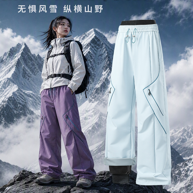 Mountain-style paratrooper pants for women, outdoor assault pants for men, waterproof, warm, with fleece lining, curved-leg pants, casual loose-fitting hiking pants Mountain-style paratrooper pants for women, outdoor assault pants for men, waterproof, warm, with fleece lining, curved-leg pants, casual loose-fitting hiking pants