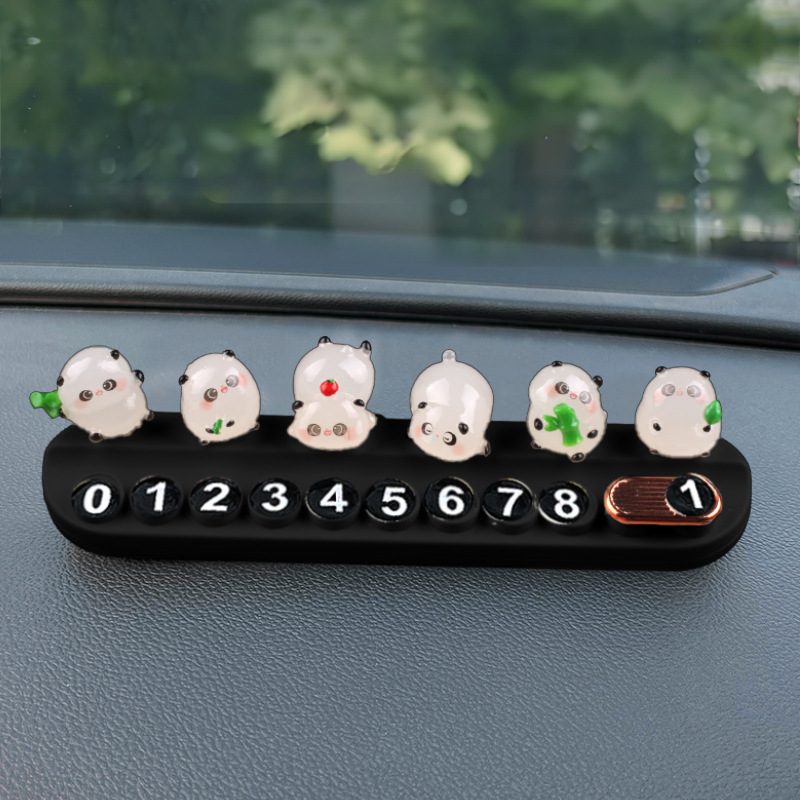 Creativo de luz nocturna Panda estacionamiento de automóviles placa de matrícula de estacionamiento temporal encantador dibujos animados decoración interior del automóvil