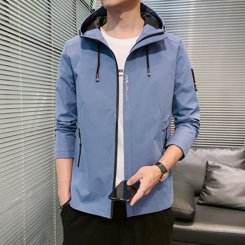 Leisure Hooded Jacket for Men Spring and Autumn Youth Windproof Korean Style Slim Fit Thin Outdoor Top Men's Fashion