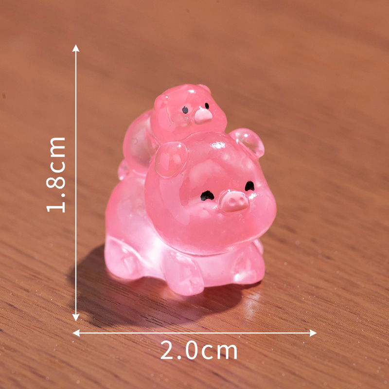 微景观摆件可爱夜光小猪公仔diy装饰品盲袋配件桌面汽车载小摆件|undefined