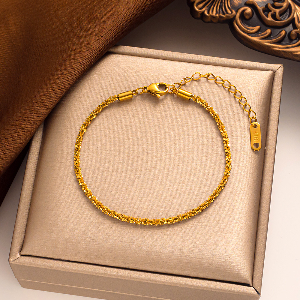 Minimal All Star Bracelet Female ins Style Small Design Sense Net Red Sparkling Fried Dough Twists Chain Titanium Steel_voghion.com