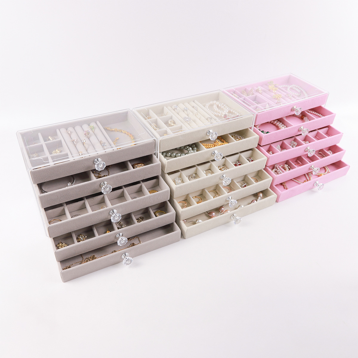 Caja de joyería de alta calidad, cubierta acrílica multicapa, caja de joyería de alta calidad, pendientes exquisitos, collares, pulseras, joyería