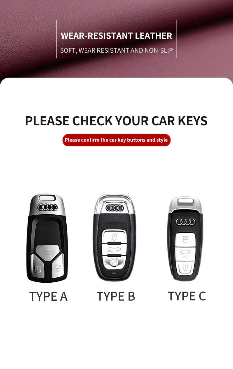 Suitable for Audi A6L Key Cover A6 Same Car Original Color Q8 Bag A4L Car A3L Car Q5 La7 Shell Q3 Buckle Q7 Cross-Border