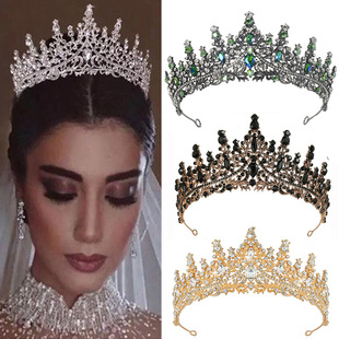 Cross-border alloy crown black ladies halloween crown wedding accessories bride wedding tiara rhinestone jewelry