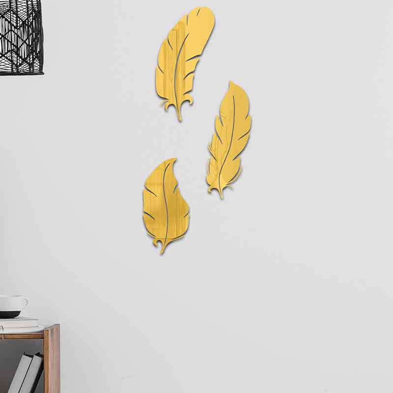 3d Nordic Style Acrylic Feather Mirror Wall Sticker For Home Decor_voghion.com