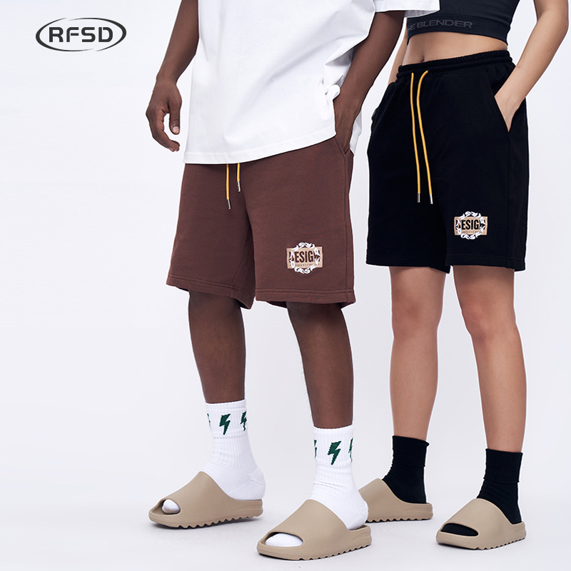 Rfsd Men's Clothing | 2026 Summer 320g Heavy Print Basic Shorts Street Style Loose Trendy Brand Five-Point Pants for Men