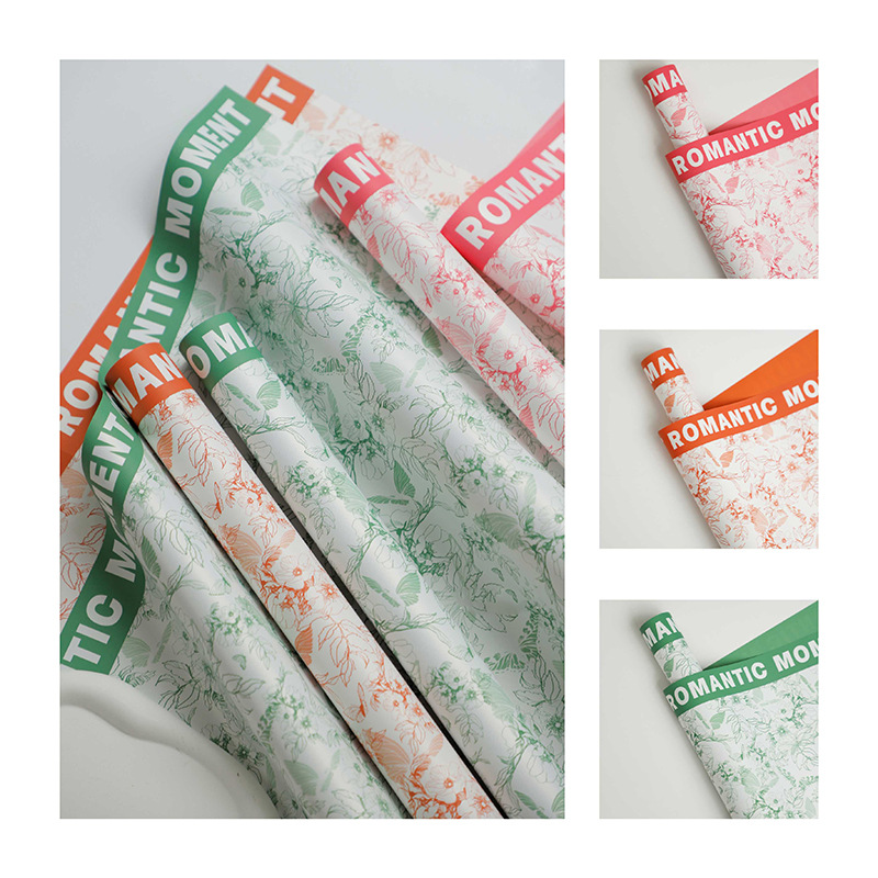 七夕新款鲜花包装纸花间蝶舞羽茵纸情人节花束礼品包装纸防水花纸