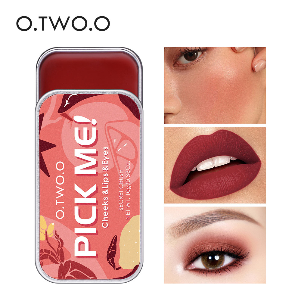 O.TWO.O口紅眼影腮紅3合1修容盤 單色胭脂膏自然裸妝提亮膚色9139