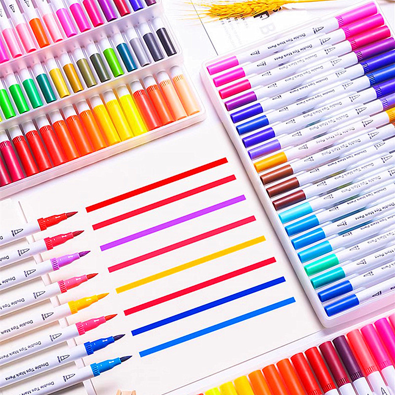 Pen de acuarela transfronteriza de doble cabeza lavable con agua de cabeza blanda marca pincel de pincel de gancho de color para niños set pincel al por mayor