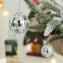 聖誕節聖誕樹上裝飾品鏡像球套裝布置木質掛飾掛件吊頂裝扮道具