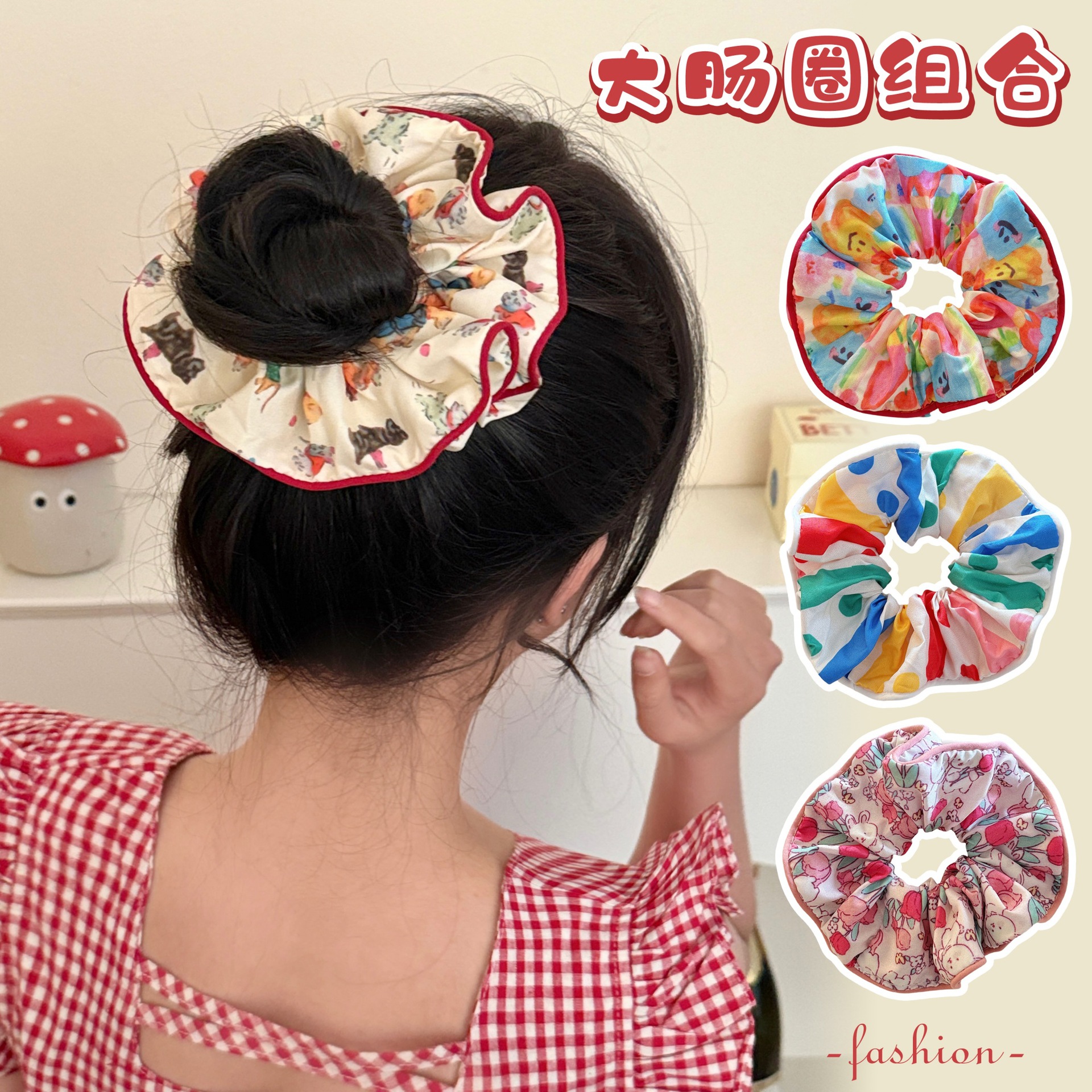 Nuevo borde de encaje retro, lazo para el cabello, sentido de alta gama, gran intestino grueso, corbata de otoño e invierno, cuerda para el cabello, cuerda para el cabello para mujeres, accesorios para el cabello al por mayor