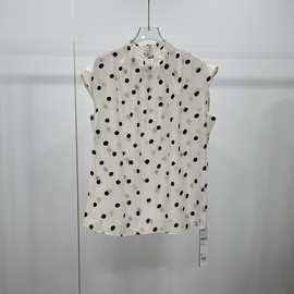 2025夏季新款女装时尚气质百搭宽松圆领波点无袖衬衫上衣 Y566897