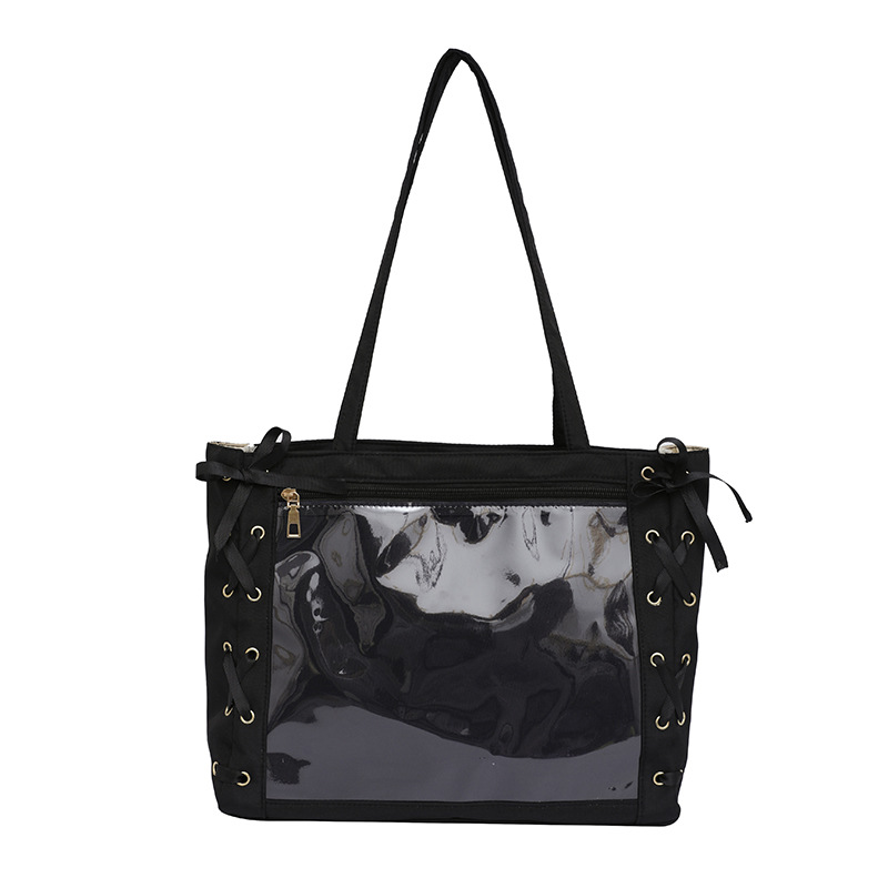 Bolsa de gran capacidad 2024, nueva cinta japonesa suave, arco de arco, bolsas de hombro transparentes, moda