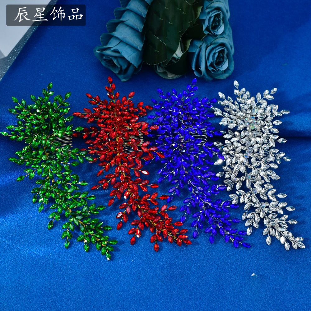 辰星欧美多色闪钻新娘头饰手工水钻发梳洛丽塔公主裙发饰CX884