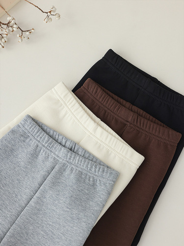 Women's Thick Fitted Solid Color Leggings for Autumn and Winter, Wearable Thin Fleece Casual Cotton Baby Leggings