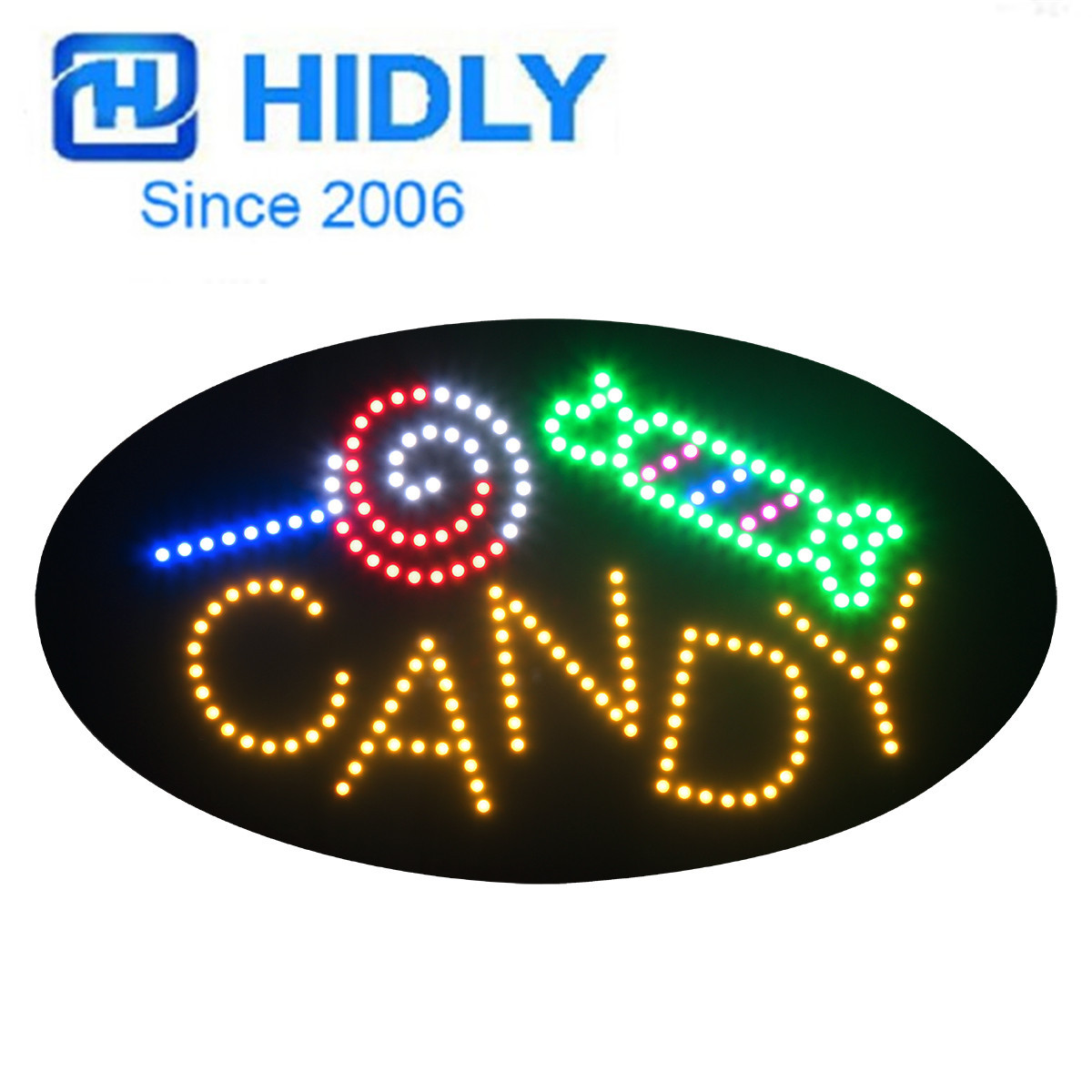 糖果招牌橱窗LED发光标识牌椭圆形LED CANDY SIGN 38×68cm