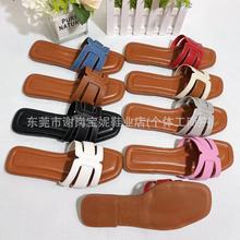新款欧美休闲一字凉拖非洲日常女士平底拖鞋Africa Ladies Shoes