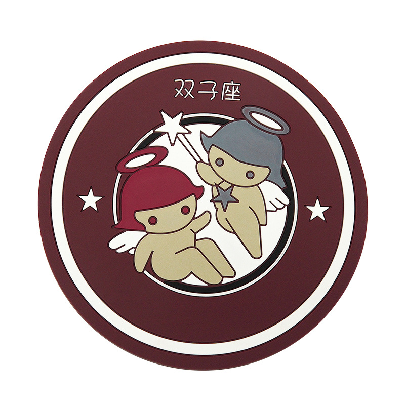 Creativo de dibujos animados doce constelación montaña PVC de goma suave antideslizante estera taza de té de silicona redonda estera de aislamiento