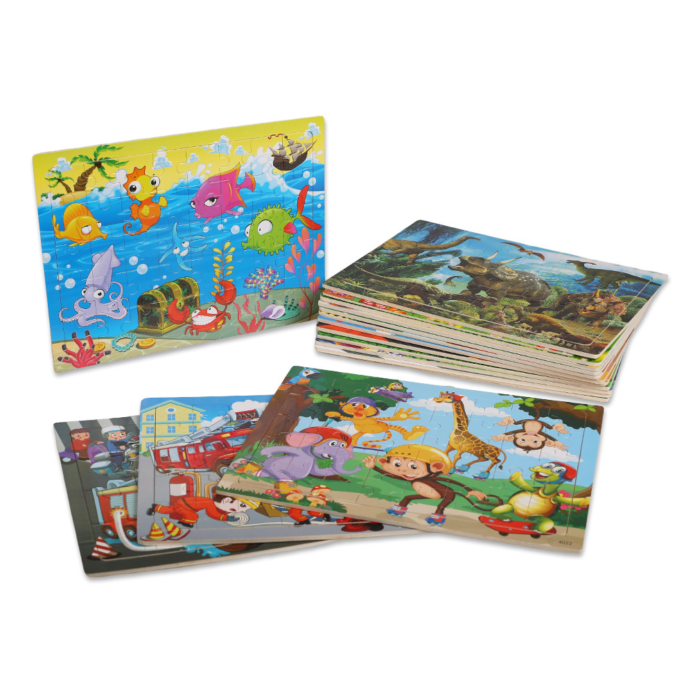 Young Kidsren's Wooden Puzzle Puzzle 40 Pieces Cartoon Theme Animal Space Enlightenment Early Education Educational Toy Gift