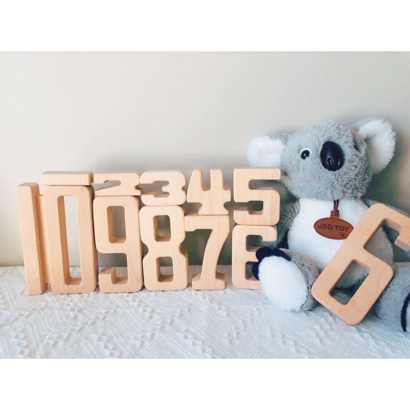 Bloques de construcción digitales de haya de grano grande para niños personalizados