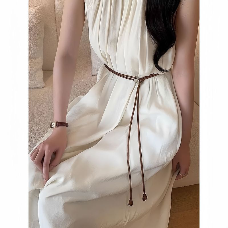 New Soft Leather Rope Thin Belt Women's Summer Dress Shirt Fashion Decoration All-match Adjustable Long Waist Rope Fashion