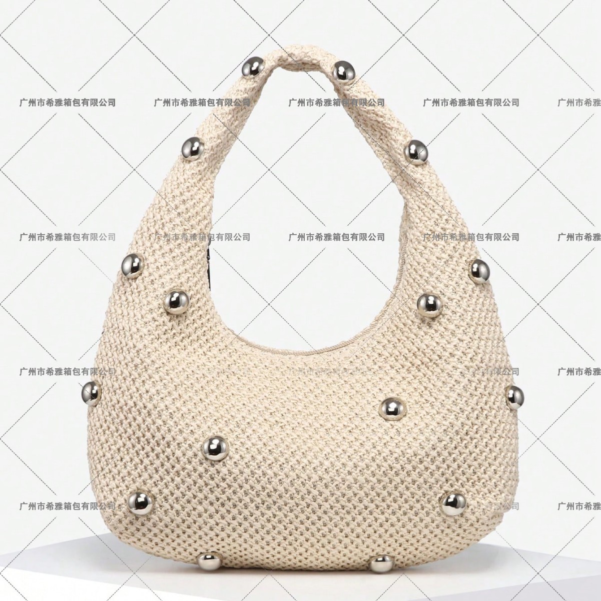 Women's Retro Simple Casual Vacation Knit Hollow-Out 3D Flower Faux Leather Shoulder Bag Underarm Bag - Thumbnail 3
