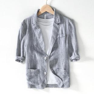 L997 Summer Linen Breathable Short-sleeved Suit Jacket Casual Half-sleeved Suit Jacket for Men