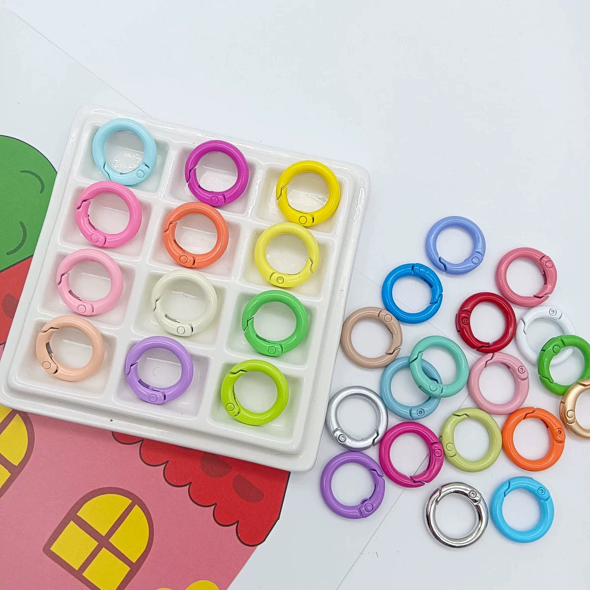 Готовые окрашенные застежки-кольца из цинкового сплава для сумок, маленькие круглые застежки для рукоделия, аксессуары для украшений, разноцветные, креативные