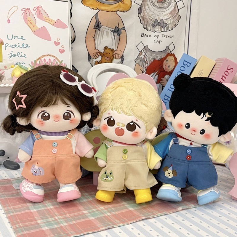 10cm20cm綿人形ベビー服子供の楽しいスタイルオーバーオールスーツlabubuベビー服かわいい人形の服|undefined