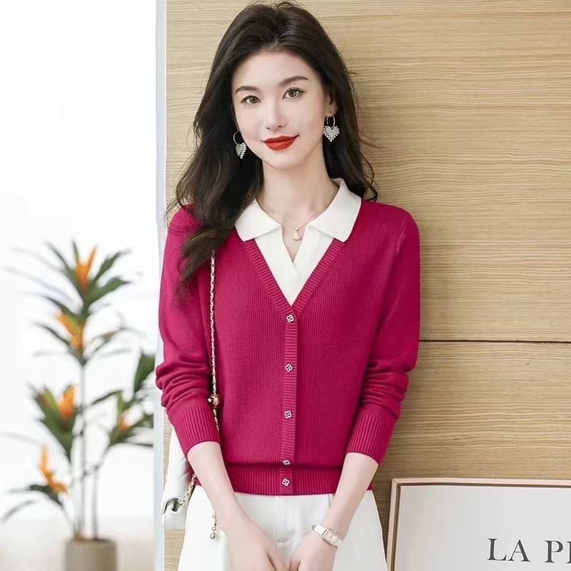 假两件毛衣女2025秋季新款时尚针织衫洋气百搭上衣外穿上衣女套头|undefined
