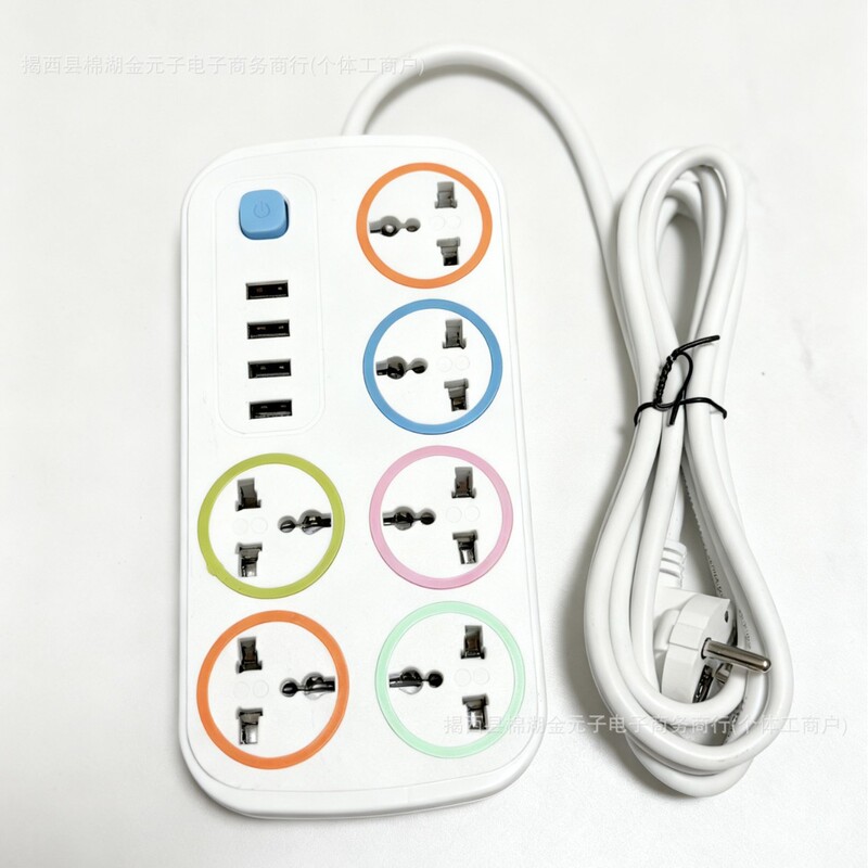 Popular Foreign Trade Power Strip with European-Style Sockets, Universal Socket Type with Illuminated Usb+C Ports, Best-Selling Model in Africa