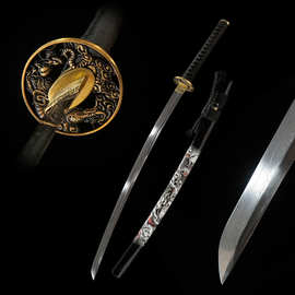 龙泉市手工花纹钢一体刀日本刀居合长刀龙工艺品katana外贸未开刃