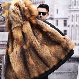Men's Mid-Length Cotton Outwear 2025 Autumn and Winter New Fur One-Piece Outwear with Removable Lining Imitation Fur Outwear