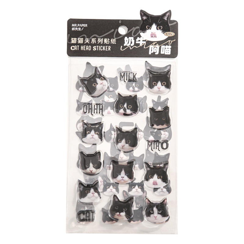 Mr. Papel pegatinas planas serie Cat Head dibujos animados lindo Hakimi Goka Diario material pegatinas 4