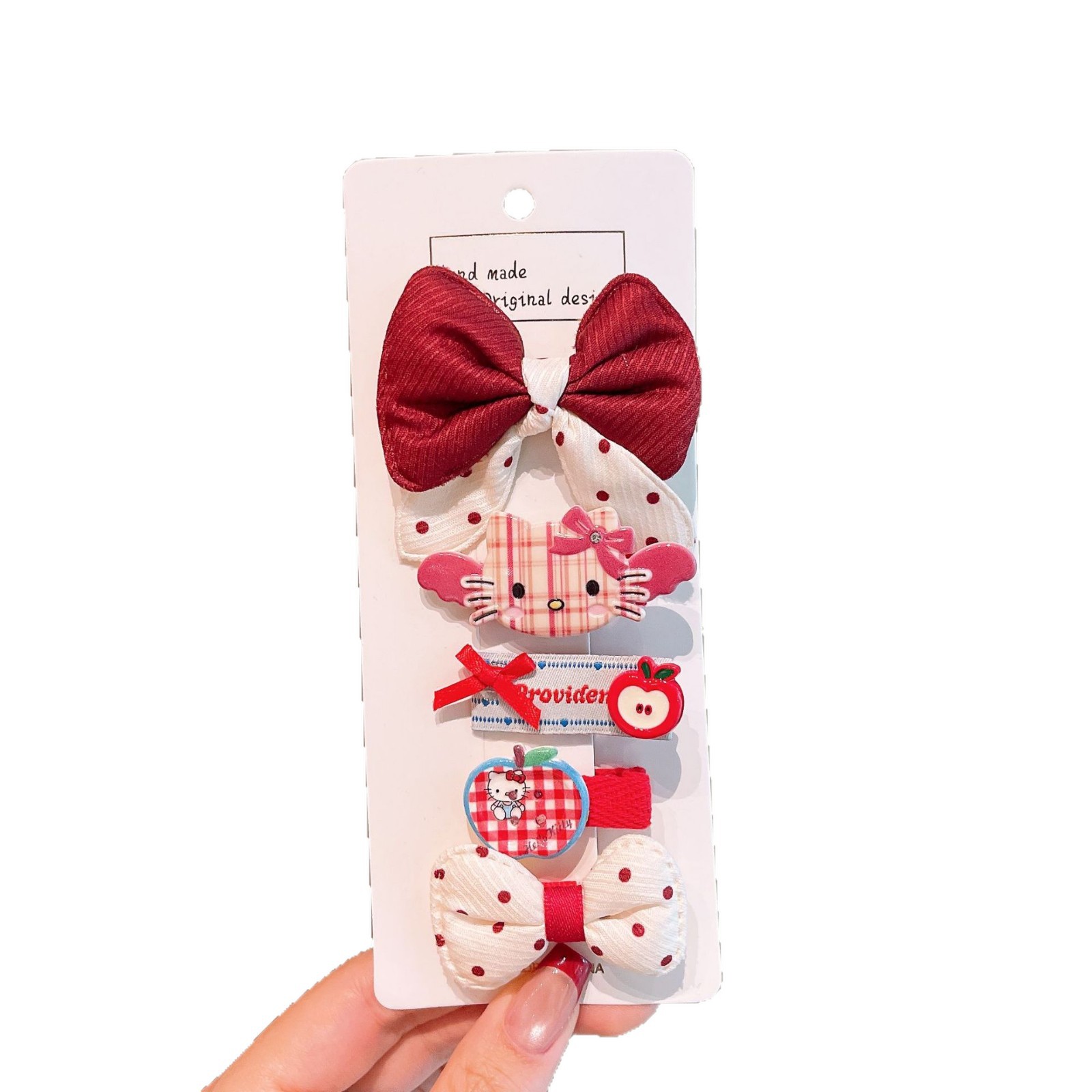 Niños brocas de cabello conjunto ondulado punto rojo brocas de cabello arco cuadrado decoración de caja de teléfono móvil bolsos DIY joyas para el cabello de niñas