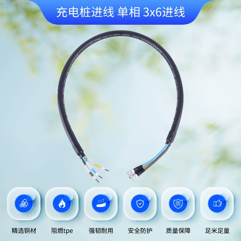 Вход для зарядной сваи New Energy Удлинительный кабель для электромобиля Однофазный вход национального стандарта 3*6 Автомобильный зарядный кабель в наличии