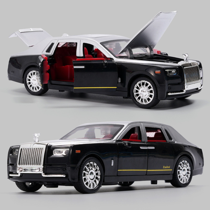 Children's Inertial Six-Door Rolls-Royce Phantom Toy Car with Simulated Sound, Light, and Music Model, Gift for Boys and Girls